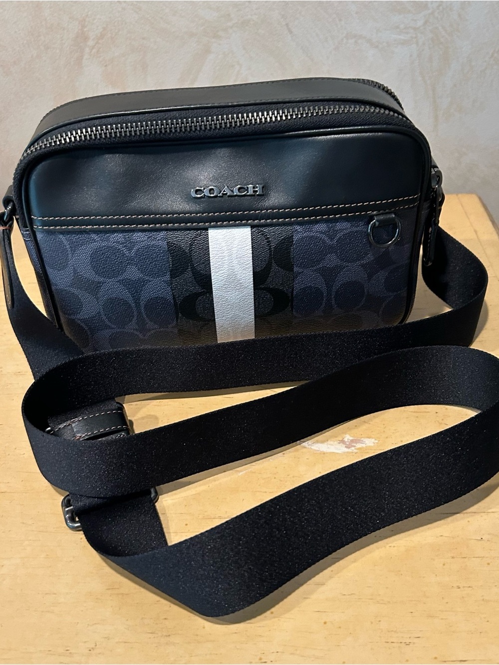 Coach graham denim blue crossbody blocked signature canvas, leather unisex bag - Picture 3 of 16